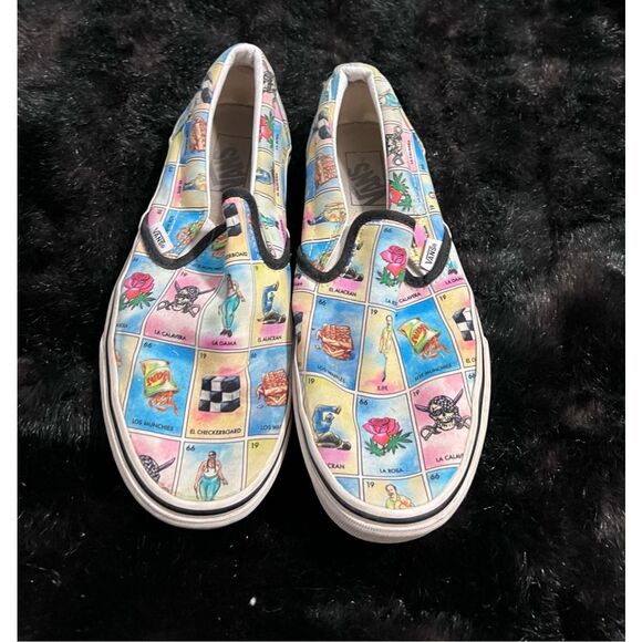 Vans classic slip on LA Loteria style Size 8.5 shoes comfort shoes bingo - Picture 2 of 7